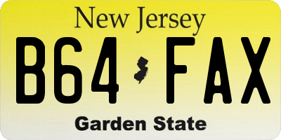 NJ license plate B64FAX