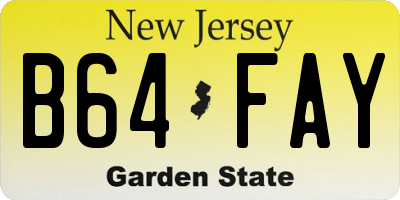 NJ license plate B64FAY