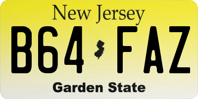 NJ license plate B64FAZ