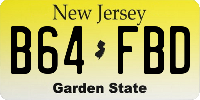 NJ license plate B64FBD