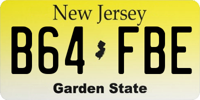 NJ license plate B64FBE