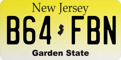 NJ license plate B64FBN