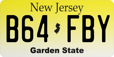 NJ license plate B64FBY