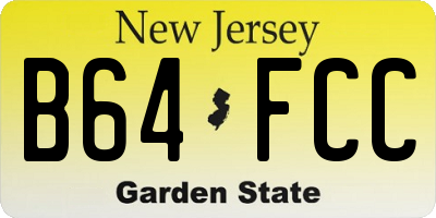 NJ license plate B64FCC