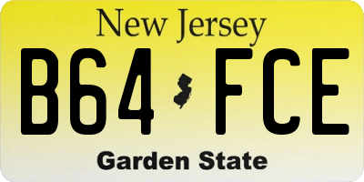 NJ license plate B64FCE