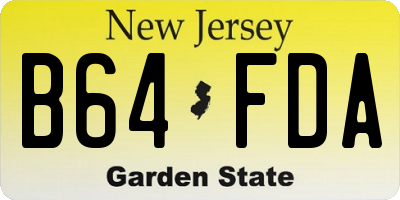 NJ license plate B64FDA