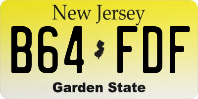 NJ license plate B64FDF