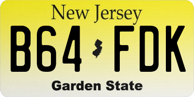 NJ license plate B64FDK