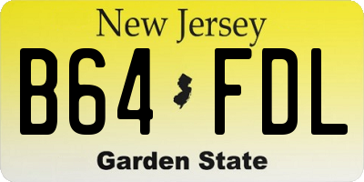 NJ license plate B64FDL