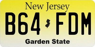 NJ license plate B64FDM