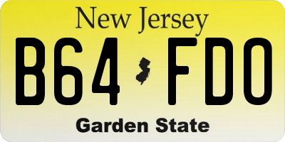 NJ license plate B64FDO