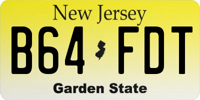 NJ license plate B64FDT