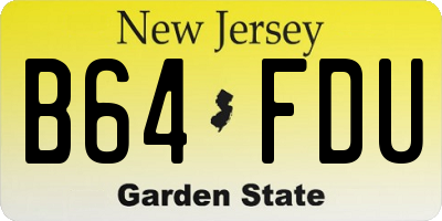 NJ license plate B64FDU