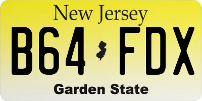 NJ license plate B64FDX