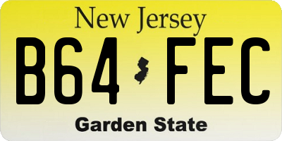 NJ license plate B64FEC