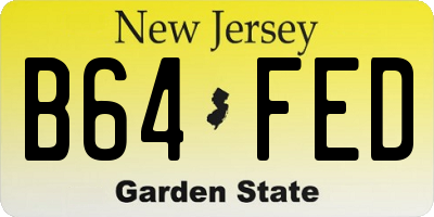 NJ license plate B64FED