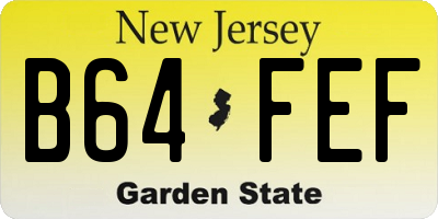 NJ license plate B64FEF