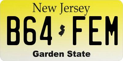 NJ license plate B64FEM