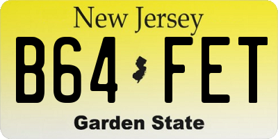 NJ license plate B64FET