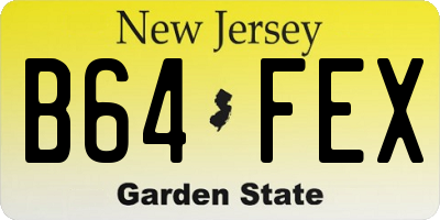 NJ license plate B64FEX