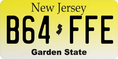 NJ license plate B64FFE