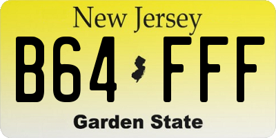 NJ license plate B64FFF