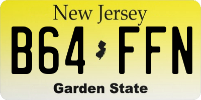 NJ license plate B64FFN