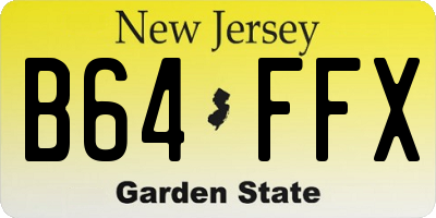 NJ license plate B64FFX