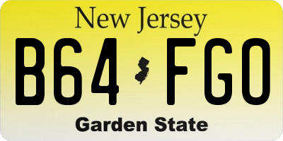 NJ license plate B64FGO