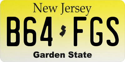 NJ license plate B64FGS