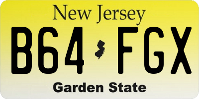 NJ license plate B64FGX