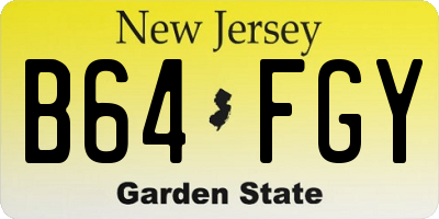 NJ license plate B64FGY