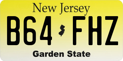 NJ license plate B64FHZ