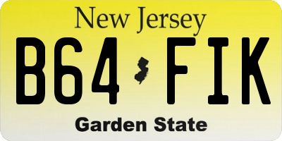 NJ license plate B64FIK