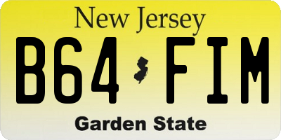 NJ license plate B64FIM