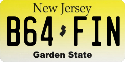 NJ license plate B64FIN