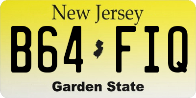NJ license plate B64FIQ