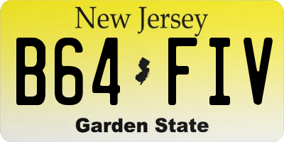 NJ license plate B64FIV
