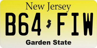 NJ license plate B64FIW