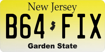 NJ license plate B64FIX