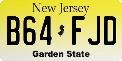 NJ license plate B64FJD