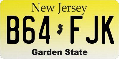 NJ license plate B64FJK
