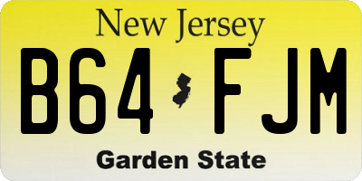 NJ license plate B64FJM