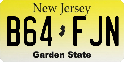 NJ license plate B64FJN