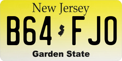 NJ license plate B64FJO