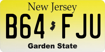 NJ license plate B64FJU