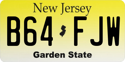 NJ license plate B64FJW