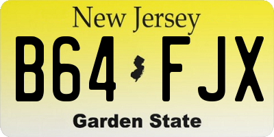 NJ license plate B64FJX