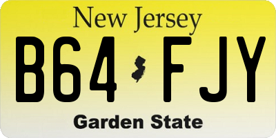 NJ license plate B64FJY