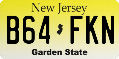 NJ license plate B64FKN